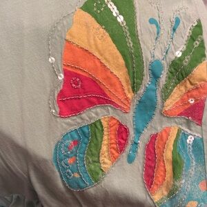 Gap kids(10), light blue/teal dress.Butterfly with sequins and ruffles at bottom